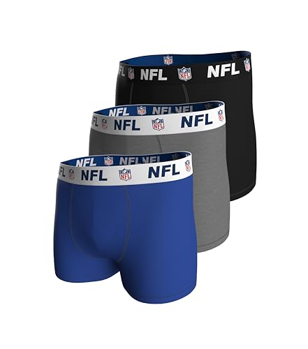 NFL Herren Shield 3pk Boxers, Blue-Grey-Black, S EU von NFL