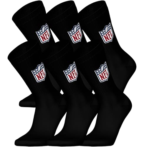 NFL SHIELD 6pk Crew Socks - BLK - 35/38 von NFL