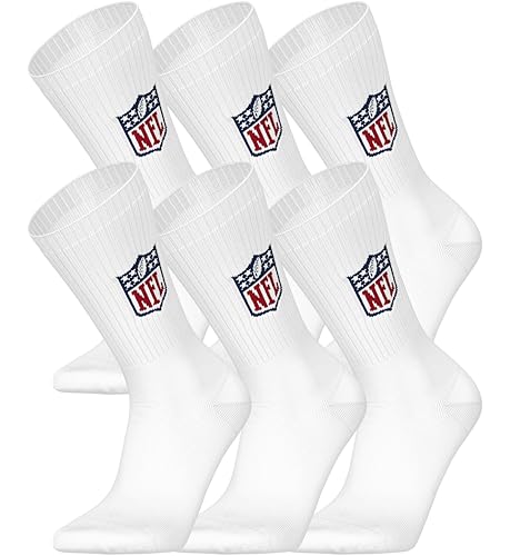 NFL Unisex Shield 6pk Crew Sport Socks, Weiß, 39-42 EU NFL Unisex Shield 6pk Crew Sport Socks, Weiß, 39-42 EU von NFL