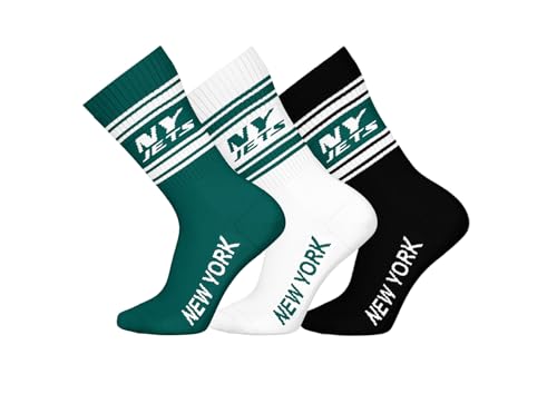 NY Jets 3pk Crew Socks - GRN/WHT/BLK - 39/42 von NFL