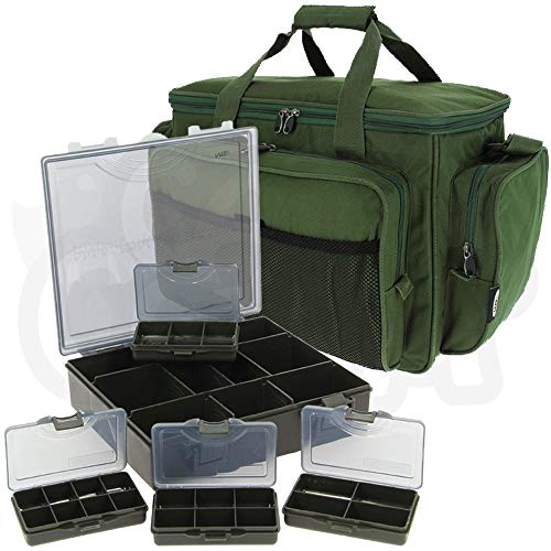 Grün Isoliert Carry All Sporttasche mit 4+1 Gerät Bit Boxset Karpfenangeln von NGT