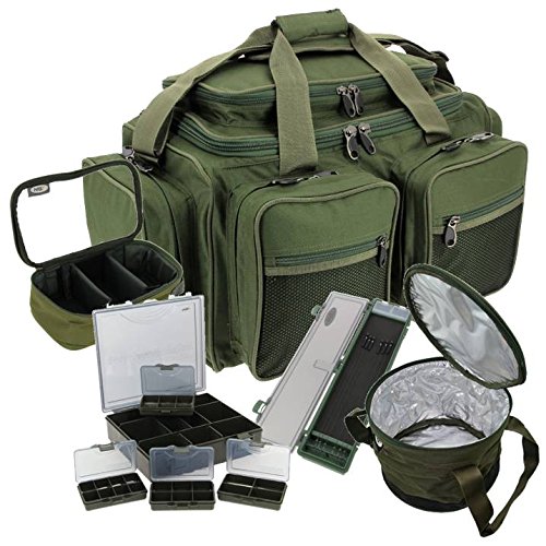 NGT Angeltasche für Karpfenangeln, Rig-Geldbörse, Leinentasche, Angelbox, Carryall XPR-Gepäck-Set, grün, Modern von NGT
