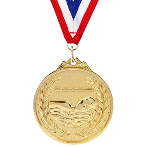 NHJGYSDY 6,5 cm Schwimmmedaille, Sportbelohnungen mit Halsband, Wettbewerbsauszeichnungen, Gold-/Silber-/Bronzemedaille for Wettbewerbe, Partys, Rennen von NHJGYSDY