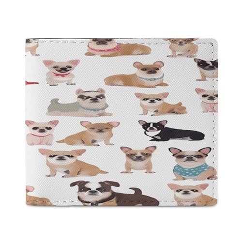 NHYDSPQ Brieftaschen, niedliches Chihuahua-Mopsmuster-Druck, Herren-Geldbörse, trendige Herren-Geldbörse, doppelt gefaltet, mit mehreren Kartenfächern, Stil, Einheitsgröße, modern, Stil:, von NHYDSPQ