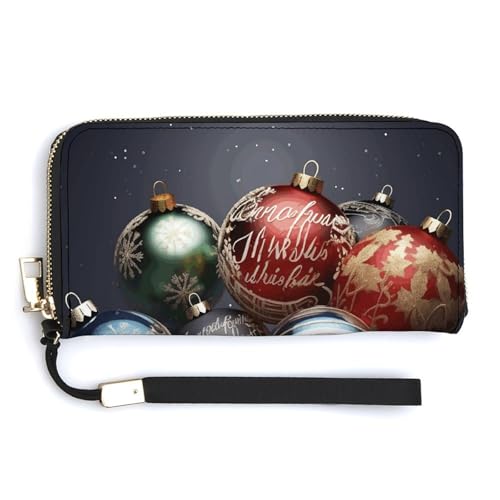 NHYDSPQ Damen-Geldbörse, Motiv: Weihnachtskugeln, PU-Leder, mit Reißverschluss, lange Geldbörse, Stil, 20 x 10,5 cm, modern, Stil:, 20.0*10.5cm, Modern von NHYDSPQ