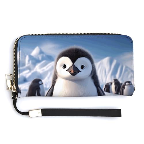 NHYDSPQ Damen-Geldbörse, niedlicher Pinguin-Druck, PU-Leder, mit Reißverschluss, Handgelenkschlaufe, lange Geldbörse, Stil, 20 x 10,5 cm, modern, Stil:, 20.0*10.5cm, Modern von NHYDSPQ