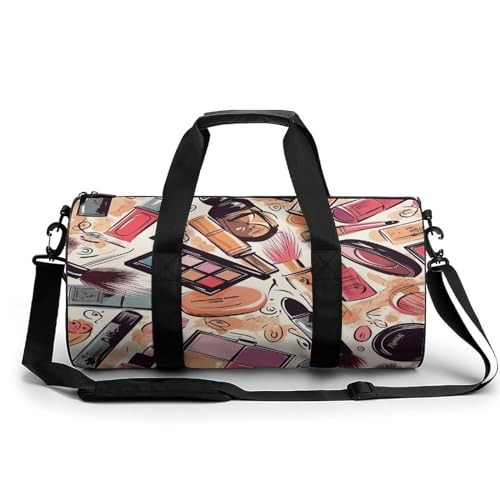 NHYDSPQ Zylindrischer Turnbeutel, Kosmetik- und Make-up-Muster, Sporttasche, Workout-Tasche, Reise-Wochenendtasche, Reisetasche für Männer und Frauen, 45 cm/22,9 cm/22,9 cm/22,9 cm, Stil, Stil, 45 von NHYDSPQ