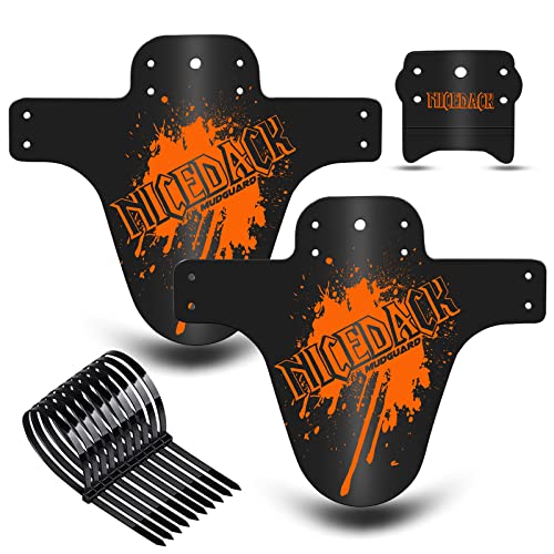 NICEDACK MTB Schutzbleche,Fahrrad Mudguard 2 Stücke MTB Mud Guard Mountainbike Hinten und Vorne Schlamm schaber Spritzschutz (A-Schutzbleche, A-Orange) von NICEDACK