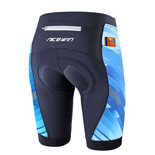 NICEWIN Radlerhose Damen mit Sitzpolster 4D Gepolstert Fahrradhose kurz Sporthose Atmungsaktive Schnell Trocknende Stoßfeste Radlershorts Damen,M,Blau von NICEWIN