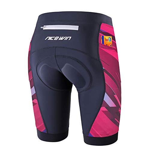 NICEWIN Radlerhose Damen mit Sitzpolster 4D Gepolstert Fahrradhose kurz Sporthose Atmungsaktive Schnell Trocknende Stoßfeste Radlershorts Damen,M,Rot von NICEWIN