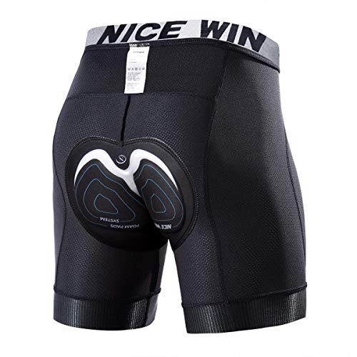 NICEWIN Radunterhose Herren mit Sitzpolster Radlerhose Unterwäsche 4D Gepolsterte Fahrradhose Kurz Atmungsaktive schnelltrocknende stoßfeste Herren Fahrrad Unterhose, L, Schwarz von NICEWIN