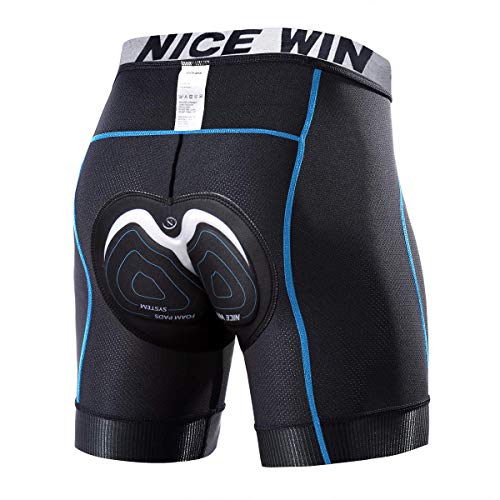 NICEWIN Radunterhose Herren mit Sitzpolster Radlerhose Unterwäsche 4D Gepolsterte Fahrradhose Kurz Atmungsaktive schnelltrocknende stoßfeste Herren Fahrrad Unterhose, M, Blau von NICEWIN