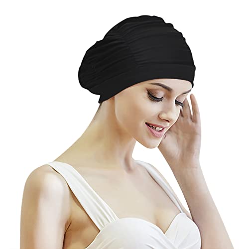 NICEYEA Damen Schwimmkappe Badekappe Badehaube Stoffbade Schwimmhaube Bademütze Ohrenschutz Swimming Cap für Langes und Kurzes Haar von NICEYEA