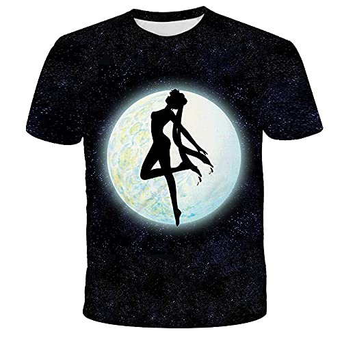 NICHIYO Sailor Moon T-Shirt Unisex 3D Druck Sommer Rundhalsausschnitt Männer Sport Freizeit Kurzarm Fitness Outdoor T-Shirt Kinder-T-Shirts (4,XL) von NICHIYO