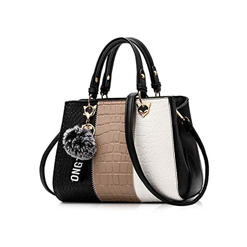 NICOLE & DORIS 2025 Neue Frauen tasche Damen Leder Handtasche Mode Umhängetasche Mit Pompon abnehmbarem Schultergurt handtasche Schwarz NICOLE & DORIS 2025 Neue Frauen tasche Damen Leder Handtasche Mode Umhängetasche Mit Pompon abnehmbarem Schultergurt handtasche Schwarz von NICOLE & DORIS