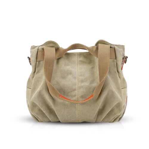 NICOLE & DORIS Canvas Tasche Damen Tragetaschen für Damen Schultertaschen Umhängetasche Leinwand Handtasche Mädchen Khaki NICOLE & DORIS Canvas Tasche Damen Tragetaschen für Damen Schultertaschen Umhängetasche Leinwand Handtasche Mädchen Khaki von NICOLE & DORIS