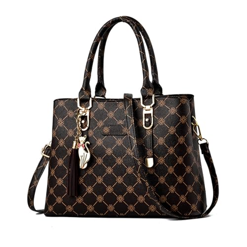 NICOLE & DORIS Damen Handtasche Elegante Schultertaschen Bedruckte Handtaschen PU Leder Frauen Umhängetasche Shopper Tote Mittelgross Tasche Henkeltasche mit Anhänger Kaffee NICOLE & DORIS Damen Handtasche Elegante Schultertaschen Bedruckte Handtaschen PU Leder Frauen Umhängetasche Shopper Tote Mittelgross Tasche Henkeltasche mit Anhänger Kaffee von NICOLE & DORIS