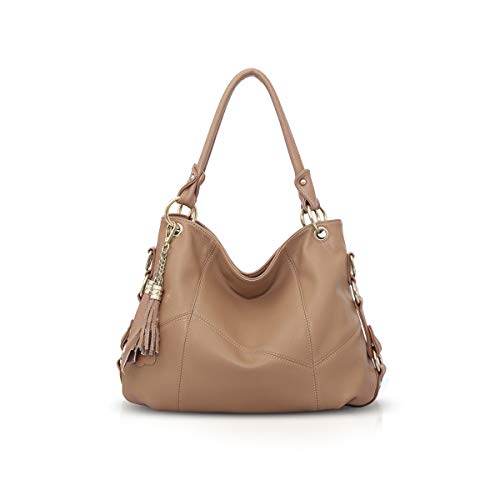 NICOLE & DORIS Damen Handtasche Groß Designer Umhängetasche Leder Tote Bag Shopper Handtasche Elegant Tasche mit Quaste Khaki von NICOLE & DORIS