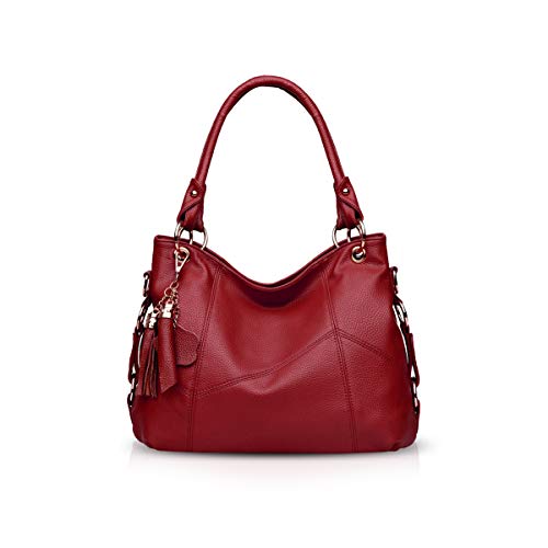 NICOLE & DORIS Damen Handtasche Groß Designer Umhängetasche Leder Tote Bag Shopper Handtasche Elegant Tasche mit Quaste Weinrot NICOLE & DORIS Damen Handtasche Groß Designer Umhängetasche Leder Tote Bag Shopper Handtasche Elegant Tasche mit Quaste Weinrot von NICOLE & DORIS