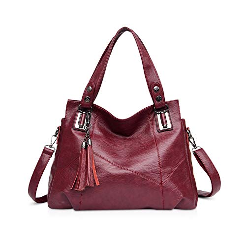 NICOLE & DORIS Damen Handtasche Mode Umhängetasche mit großer Kapazität Schultertasche Retro Shopper Einkaufstasche Weiches Leder Henkeltasche rot NICOLE & DORIS Damen Handtasche Mode Umhängetasche mit großer Kapazität Schultertasche Retro Shopper Einkaufstasche Weiches Leder Henkeltasche rot von NICOLE & DORIS