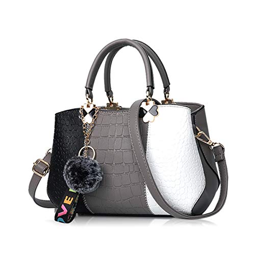 NICOLE & DORIS Damen Handtasche Umhängetasche Henkeltasche Kuriertasche Elegant Damen Handtaschen mit Kaninchen Pelz Kugel Plüsch Schlüsselring Grau 3 NICOLE & DORIS Damen Handtasche Umhängetasche Henkeltasche Kuriertasche Elegant Damen Handtaschen mit Kaninchen Pelz Kugel Plüsch Schlüsselring Grau 3 von NICOLE & DORIS