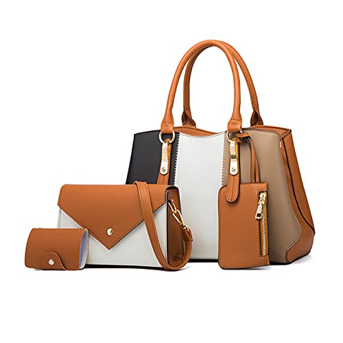 NICOLE & DORIS Damen Handtaschen 4 Teiliges Set Henkeltasche Schultertasche Kontrastfarbene Umhängetasche+Modische Crossbody Bag+Süße Brieftasche+Kartenhalter Braun NICOLE & DORIS Damen Handtaschen 4 Teiliges Set Henkeltasche Schultertasche Kontrastfarbene Umhängetasche+Modische Crossbody Bag+Süße Brieftasche+Kartenhalter Braun von NICOLE & DORIS