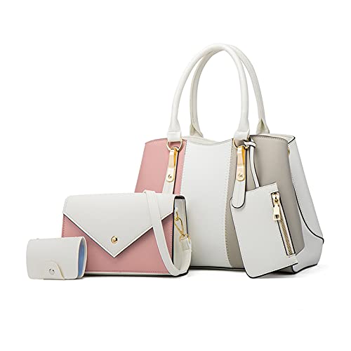 NICOLE & DORIS Damen Handtaschen 4 Teiliges Set Henkeltasche Schultertasche Kontrastfarbene Umhängetasche+Modische Crossbody Bag+Süße Brieftasche+Kartenhalter Weiß NICOLE & DORIS Damen Handtaschen 4 Teiliges Set Henkeltasche Schultertasche Kontrastfarbene Umhängetasche+Modische Crossbody Bag+Süße Brieftasche+Kartenhalter Weiß von NICOLE & DORIS