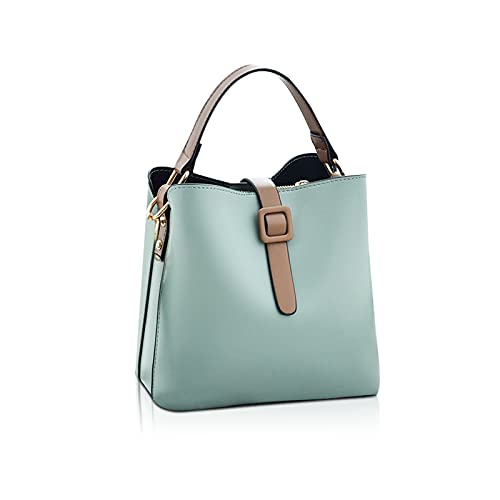 NICOLE & DORIS Damen Handtaschen Klein Schultertaschen Frauen Umhängetasche Stilvolle Beuteltasche Handy Tasche Weiche Ledertasche mit 2 Schulterriemen Grün von NICOLE & DORIS