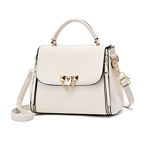 NICOLE & DORIS Damen Handtaschen Klein Tasche Elegante Frauen Umhängetasche Designer Schultertaschen PU Leder Messenger Bag Tragetasche Damen mit Abnehmbar Schultergurt Weiß von NICOLE & DORIS