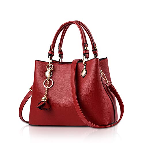 NICOLE & DORIS Damenhandtasche, Umhängetasche, modisch, weich, PU-Leder, elegant, Crossbody für Arbeit, Shopping, Weinrot, L, Elegant, elegant NICOLE & DORIS Damenhandtasche, Umhängetasche, modisch, weich, PU-Leder, elegant, Crossbody für Arbeit, Shopping, Weinrot, L, Elegant, elegant von NICOLE & DORIS