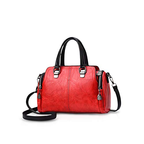 NICOLE&DORIS Damen Mode Taschen mit hohem Tragegriff Retro Handtaschen Schultertasche Umhängetasche Tragetaschen für Frauen rot von NICOLE & DORIS