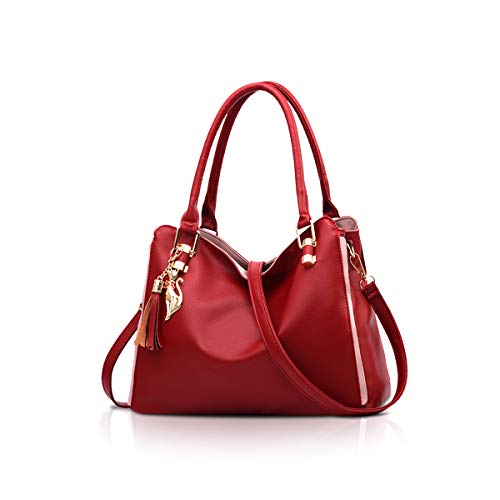 NICOLE&DORIS Damen Schultertasche Mode Handtaschen Hobos und Umhängetaschen für Frauen Groß Tragetasche Weinrot NICOLE&DORIS Damen Schultertasche Mode Handtaschen Hobos und Umhängetaschen für Frauen Groß Tragetasche Weinrot von NICOLE & DORIS