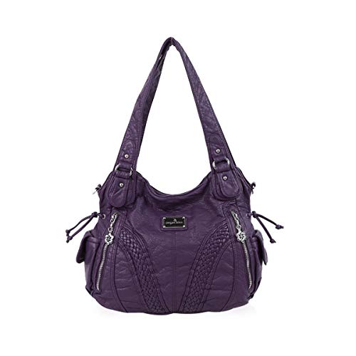NICOLE & DORIS Damen Schultertasche Groß Hobo Tasche PU Leder Fashion Casual Handtasche Designer Tote Bag with Zipper Lila NICOLE & DORIS Damen Schultertasche Groß Hobo Tasche PU Leder Fashion Casual Handtasche Designer Tote Bag with Zipper Lila von NICOLE & DORIS