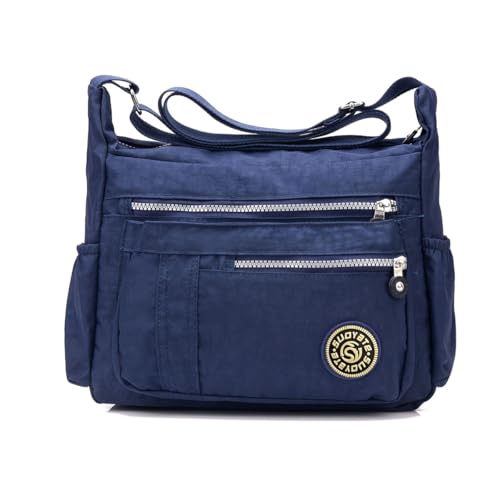 NICOLE & DORIS Damen Umhängetasche Lässige Schultertasche Frauen Handtasche Reißverschluss Tasche mit Mehreren Taschen Crossbody Messenger Bag Nylon Dunkelblau NICOLE & DORIS Damen Umhängetasche Lässige Schultertasche Frauen Handtasche Reißverschluss Tasche mit Mehreren Taschen Crossbody Messenger Bag Nylon Dunkelblau von NICOLE & DORIS