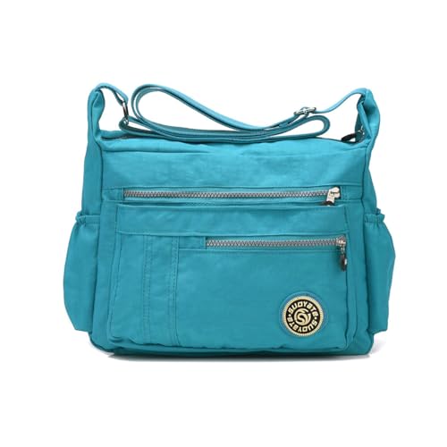 NICOLE & DORIS Damen Umhängetasche Lässige Schultertasche Frauen Handtasche Reißverschluss Tasche mit Mehreren Taschen Crossbody Messenger Bag Nylon Hellblau NICOLE & DORIS Damen Umhängetasche Lässige Schultertasche Frauen Handtasche Reißverschluss Tasche mit Mehreren Taschen Crossbody Messenger Bag Nylon Hellblau von NICOLE & DORIS