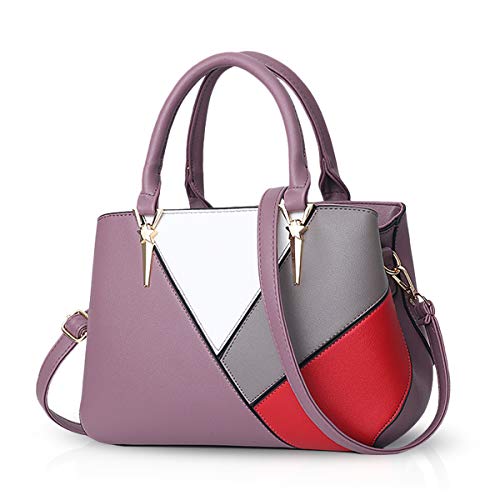 NICOLE & DORIS Handtaschen für Damen Taschen Leder Damen Handtasche die neuesten Trends Spleiß Farbe Umhängetaschen Lila von NICOLE & DORIS