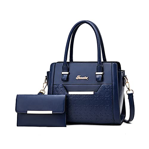 NICOLE & DORIS Groß Damen Tasche Handtasche Damen mit Kartenfächer Fashion Frauen Tasche Damen Leder Handtasche Designer Frauen Umhängetasche 2-Teiliges Set Dunkelblau NICOLE & DORIS Groß Damen Tasche Handtasche Damen mit Kartenfächer Fashion Frauen Tasche Damen Leder Handtasche Designer Frauen Umhängetasche 2-Teiliges Set Dunkelblau von NICOLE & DORIS