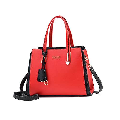 NICOLE & DORIS Handtasche Damen Elegant Handtaschen Kontrastfarben Schultertasche Frauen Umhängetasche Shopper Tote Henkeltasche mit Anhänger Rot NICOLE & DORIS Handtasche Damen Elegant Handtaschen Kontrastfarben Schultertasche Frauen Umhängetasche Shopper Tote Henkeltasche mit Anhänger Rot von NICOLE & DORIS