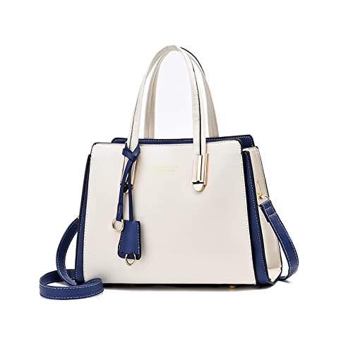 NICOLE & DORIS Handtasche Damen Elegant Handtaschen Kontrastfarben Schultertasche Frauen Umhängetasche Shopper Tote Henkeltasche mit Anhänger Weiß NICOLE & DORIS Handtasche Damen Elegant Handtaschen Kontrastfarben Schultertasche Frauen Umhängetasche Shopper Tote Henkeltasche mit Anhänger Weiß von NICOLE & DORIS