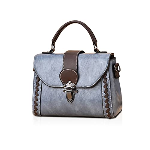 NICOLE & DORIS Handtasche Damen Klein Umhängetasche Retro Schultertaschen PU Leder Henkeltasche Top Griff Taschen Satchel Handtasche Crossbody Messenger Bag Blau von NICOLE & DORIS