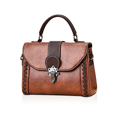 NICOLE & DORIS Handtasche Damen Klein Umhängetasche Retro Schultertaschen PU Leder Henkeltasche Top Griff Taschen Satchel Handtasche Crossbody Messenger Bag Rosa von NICOLE & DORIS