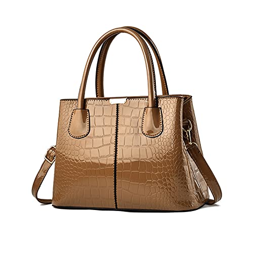 NICOLE & DORIS Handtaschen Damen Mode Krokoprägung Henkeltasche Lackleder Handtasche Shopper Umhängetaschen Damentasche mit Reißverschluss Gold NICOLE & DORIS Handtaschen Damen Mode Krokoprägung Henkeltasche Lackleder Handtasche Shopper Umhängetaschen Damentasche mit Reißverschluss Gold von NICOLE & DORIS