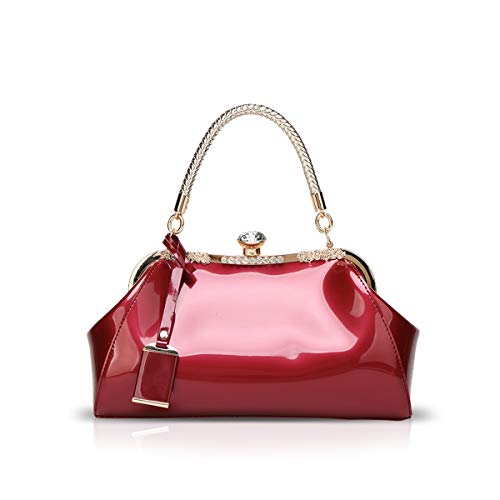 NICOLE & DORIS Handtaschen für Damen Lackleder Handtaschen Abendtasche für Party Hochzeit Schultertasche Weinrot NICOLE & DORIS Handtaschen für Damen Lackleder Handtaschen Abendtasche für Party Hochzeit Schultertasche Weinrot von NICOLE & DORIS