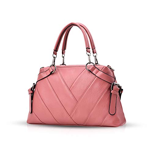 NICOLE & DORIS Handtaschen für Damen Modern Henkeltasche Schultertasche Weiche PU Leder Umhängetasche Elegant Handtasche mit Gestreifte Rosa von NICOLE & DORIS