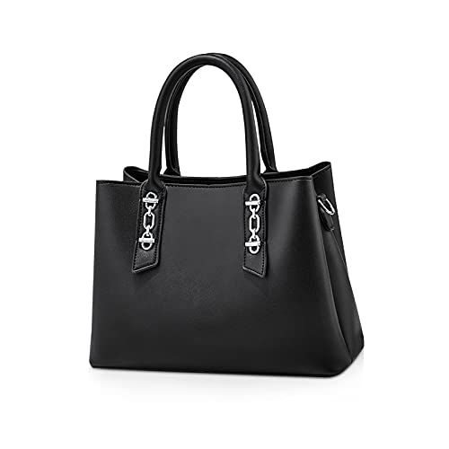 NICOLE & DORIS Henkeltasche Damen Umhängetasche Einfach Elegante Handtasche Stilvolle Schultertasche PU Leder Tote Bag Casual Frauen Tasche Top Griff Mittlere Schwarz von NICOLE & DORIS