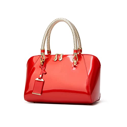 NICOLE & DORIS Mode Handtaschen Damen Lackleder Handtasche Elegant Schultertasche Frauen Umhängetasche wasserdichte Damentasche Hochzeits-Clutch Brieftasche Einkaufen Party Rot NICOLE & DORIS Mode Handtaschen Damen Lackleder Handtasche Elegant Schultertasche Frauen Umhängetasche wasserdichte Damentasche Hochzeits-Clutch Brieftasche Einkaufen Party Rot von NICOLE & DORIS