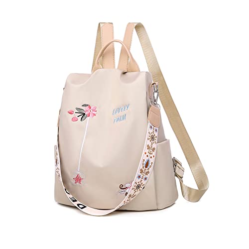 NICOLE & DORIS Mode Rucksack Damen Anti Diebstahl Rucksack Frauen Rucksack Schulrucksack Reise Damenrucksäcke Cityrucksack Rucksackhandtaschen mit Stickerei Blume Khaki NICOLE & DORIS Mode Rucksack Damen Anti Diebstahl Rucksack Frauen Rucksack Schulrucksack Reise Damenrucksäcke Cityrucksack Rucksackhandtaschen mit Stickerei Blume Khaki von NICOLE & DORIS
