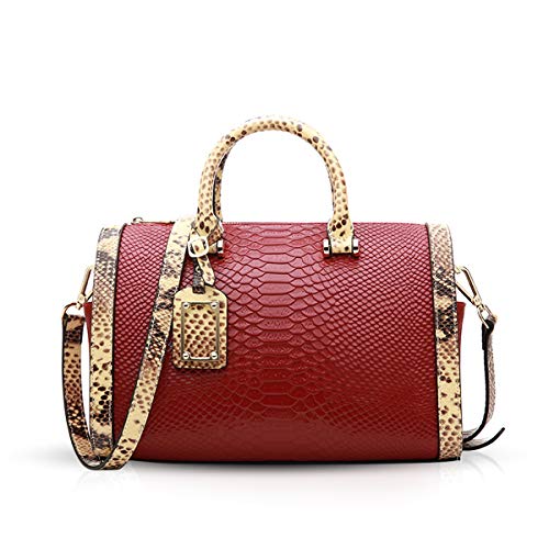 NICOLE & DORIS Neue Damen Handtaschen Vintage aus echtem Leder Umhängetasche für Frauen Krokodil-Muster Handtaschen Weinrot NICOLE & DORIS Neue Damen Handtaschen Vintage aus echtem Leder Umhängetasche für Frauen Krokodil-Muster Handtaschen Weinrot von NICOLE & DORIS