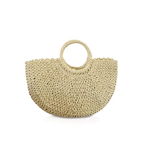 NICOLE&DORIS Neue Frauen Handtasche Stroh Tasche Griff Tasche Sommer Strandtasche Rattan Woven Handtasche für die Dame Beige NICOLE&DORIS Neue Frauen Handtasche Stroh Tasche Griff Tasche Sommer Strandtasche Rattan Woven Handtasche für die Dame Beige von NICOLE & DORIS