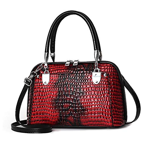 NICOLE & DORIS Retro Handtasche für Frauen Schultertaschen Klassische Krokodil Umhängetasche PU Leder Henkeltasche Shopper Tasche rot NICOLE & DORIS Retro Handtasche für Frauen Schultertaschen Klassische Krokodil Umhängetasche PU Leder Henkeltasche Shopper Tasche rot von NICOLE & DORIS